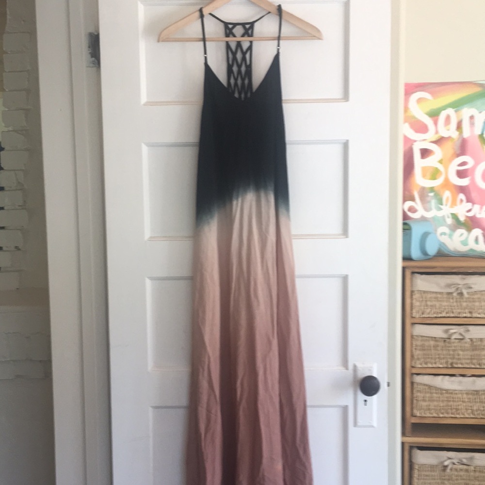 Ombré dress pink black long maxi
